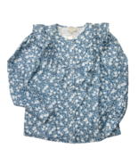 NWT Sézane Angele Shirt in Blue Bicolor Flower Print Ruffle Snap Top 34 ... - $108.90