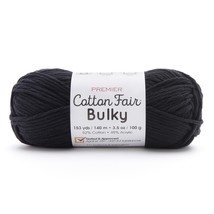 Premier Yarns Cotton Fair Bulky Yarn Solid Black - £13.93 GBP