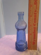 Vintage  BLUE CLEAR  Glass Bottle JAR SPICES CONTAINER DECORATIVE DIMPLE... - $18.00
