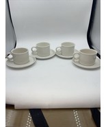 Stonehenge Midwinter England  White Cups &amp; Saucers Stoneware Set Of 4 - $39.59