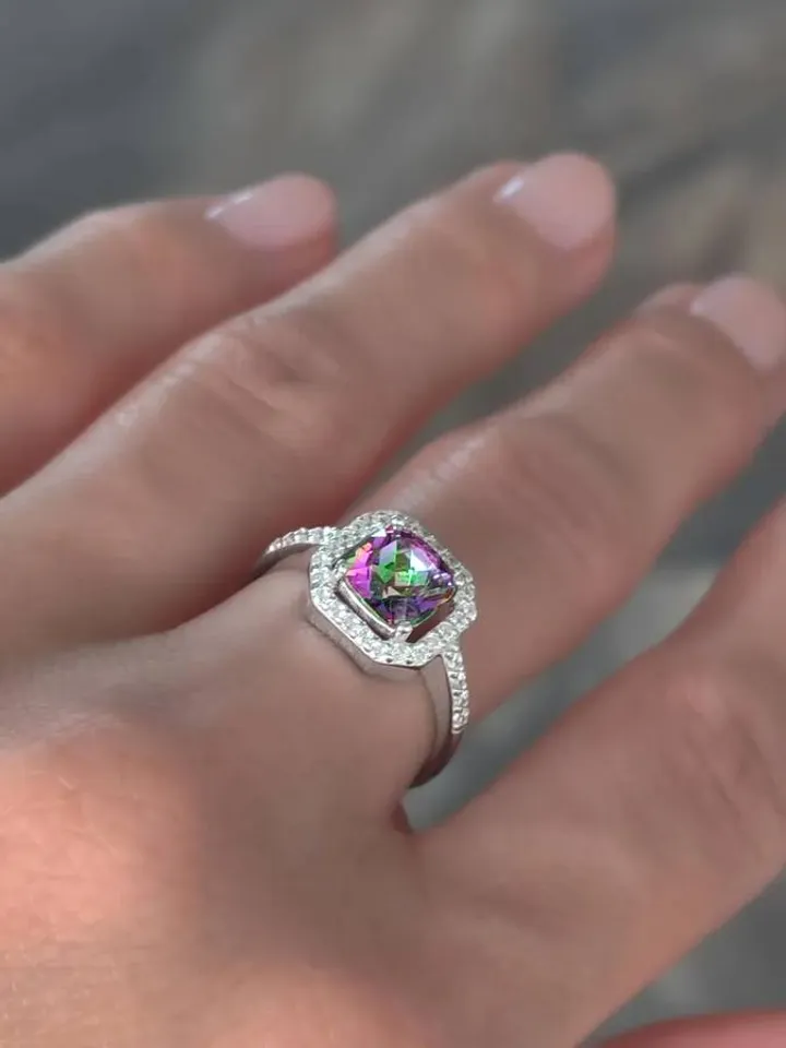 Ring, silver 925, quartz, mystic and cubic zirconia Item image 2
