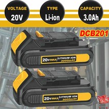 2Pack For DEWALT DCB207 20V 20 Volt Max Lithium-Ion 3.0Ah Compact Battery DCB203 - £34.61 GBP