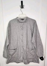Eileen Fisher 100% Wool Soft Flannel Mandarin Collar Button Down Shirt S... - $93.50