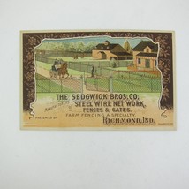 Victorian Trade Card Sedgwick Bros Fences Richmond Indiana Horse Wagon Antique - £15.71 GBP
