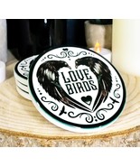 Poe&#39;s Raven Heart Love Birds Ceramic Coaster Set of 4 Tiles With Cork Ba... - €25,73 EUR
