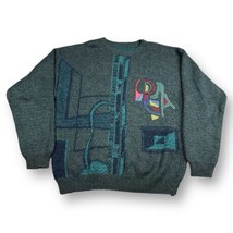 Vintage Sweater Men’s Large Wool 31% Mohair Blend Crew Neck Abstract - £31.64 GBP