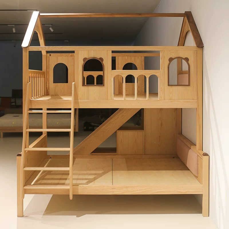 interoknack-solid-wood-house-bunk-bed-with-slide-twin-over-full