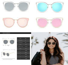 Womens Fashion Mirrored Flat Metal Frame Cat Eye Sunglasses - £15.68 GBP