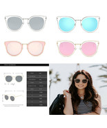 Womens Fashion Mirrored Flat Metal Frame Cat Eye Sunglasses - $27.37 CAD