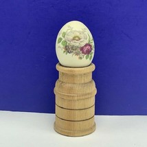 Egg collectible womacks figurine coach house gift purple violet flower sculpture - $19.69