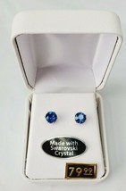 Crystals By Swarovski London Blue Earrings In Sterling Silver Overlay St... - $33.85