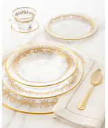 High Class Elegance Vintage Style 24k Gold Scroll Accent Clear Glass Din... - £3,996.77 GBP