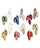 Set of 36 Multicolored Small Pine Cone Glass Ornaments for Christmas Tre... - $17.88