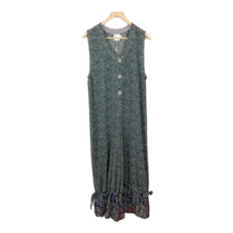 Look Jumpsuit Women Medium Green Sheer Polka Dots Buttons Cropped V-Neck Vintage - £27.96 GBP