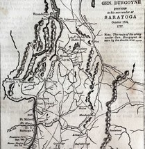 Map Burgoynes Route Saratoga 1845 Woodcut Print Victorian Revolution DWY9D - £31.96 GBP
