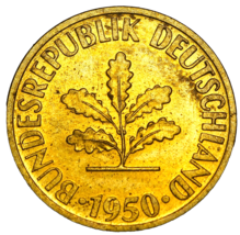 Germany 10 Pfennig, 1950-D Unc~Oak Leaves~Rare~Free Shipping~#A25 - ₹899.26 INR