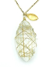 Janna Conner 1/20 14K GF Wire Wrapped Crystal Citrine Pendant Necklace - £47.37 GBP