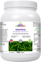 Hyper Hemp-Hemp Seed Protein-Superfoods-Herbs-BioBodyBoost UK-500g Vegan Powder - £16.57 GBP
