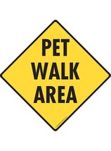 Pet Walk Area Aluminum Dog Sign - 6&quot; x 6&quot; - £7.80 GBP