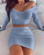 Premium Casual Sexy Slim Mini Dress Skirt Bodycon Knit Sweater Party Club - $49.99