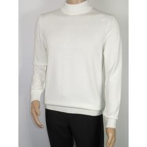 Men's Sweater Knit By BRANGO Turkey Mock Neck Cotton Blend 21050 White image 8