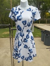 Nwt Eliza J Fab White&amp;Blue Floral Dress 4 - £39.90 GBP
