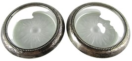 Vintage Sterling Silver &amp; Cut Glass Coasters, Set of 2 - $14.07