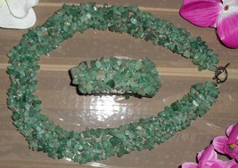 Astonishing Genuine 18&quot; Green Aventurine Gem Necklace With Bracelet  - $18.99