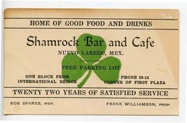 Shamrock Bar &amp; Cafe Business Card Nuevo Laredo Mexico A Quiet Game of Cr... - $27.72