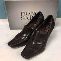 Franco Sarto Faux Leather Heels Womens 8.5 M Pumps Square Toe Brown Vegan - £46.74 GBP