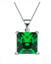 3Ct Emerald Necklace Set In 14K Gold Over 925 Solid Sterling Silver - £28.14 GBP