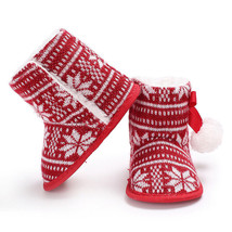Baby Cozy Fleece Booties Christmas Snowflakes Newborn Shoes Toddler Footwear - £10.36 GBP