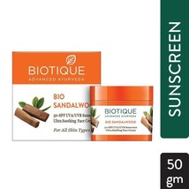 Biotique Bio Sandalwood Ultra Soothing Face Cream 50gm SPF 50+ UVA/UVB Sunscreen - £15.49 GBP