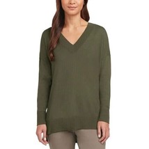 Matty M Women&#39;s Plus Size 2X Olive V Neck with Side Slits Sweater NWT - $13.49