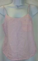 Topshop Women&#39;s Top Pink Cotton  front Pocket Tank Spaghetti Stripe Textured 4 - £17.02 GBP