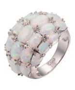 Vintage Fire Opal Pearl Ring Col Silver Women&#39;s Engagement Jewelry Oval - $9.16 CAD