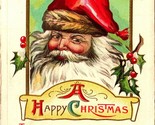 A Happy Christmas Santa Claus Holly Poem Embossed 1910s DB Postcard T19 - $4.90
