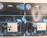HP 62 Black 62 Tri-Color Original Printer Ink Cartridge Exp 7/2023 OEM  - £21.35 GBP