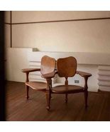 Vintage Spanish Teak Wood Double Bench, Minimalist Designer Carved Armch... - $10,876.27 CAD