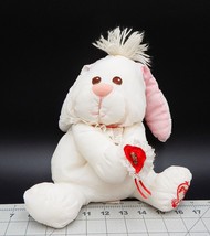 Fisher Price White Puffalump Stuffed Plush Bunny Rabbit Red Heart 1986 P... - £19.61 GBP
