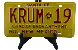 1980 Santa Fe New Mexico Yellow &amp; Red License Plate Land Of Enchantment ... - $39.59