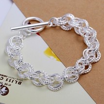 New Pretty charms 925 Silver Fashion Wedding women lady solid chain Bracelet jew - £5.60 GBP