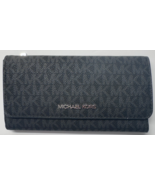 Michael Kors Jet Set Travel Large Trifold PVC Leather Wallet MK BLACK/SI... - $1,095.37 MXN