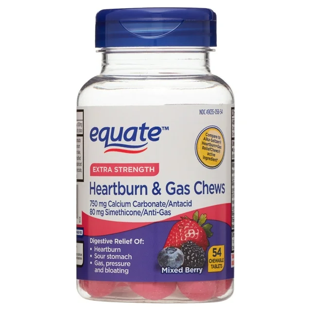 Equate Heartburn Relief + Gas Relief Chews, Mixed Berry, 54 Chewable Tab... - $34.03 CAD
