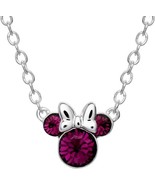 Disney Minnie Mouse Birthstone Necklace Silver Plated Pendant February P... - £110.76 GBP