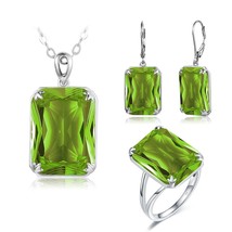 Real Jewelry Sets Silver 925 Womens 925 Sterling Silver Necklace Set Pendant Ear - $148.02