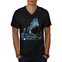 Shark Jaws Scary Animal Shirt Jaw Attack Men V-Neck T-shirt - £10.41 GBP