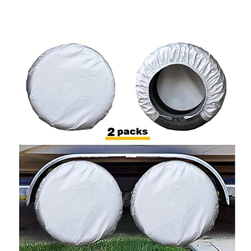 Kayme Four-Layer Tire Covers Set Of 2 For Rv Travel Trailer Camper SUV Vinyl - £20.87 GBP