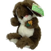 Westcliff Collection Vintage Plush Brown and White Bunny Rabbit Felt Flower 9&quot; - £19.25 GBP