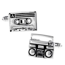 Cassette Boom Box Cufflinks Stereo Boombox Old School Hip Hop Rap Music Gift Bag - £9.55 GBP